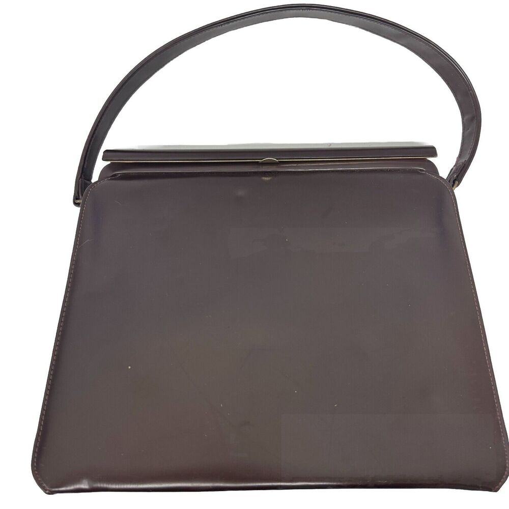 Vintage Theodor California Handbag Brown Purse with GoldTone Trim and Clasp